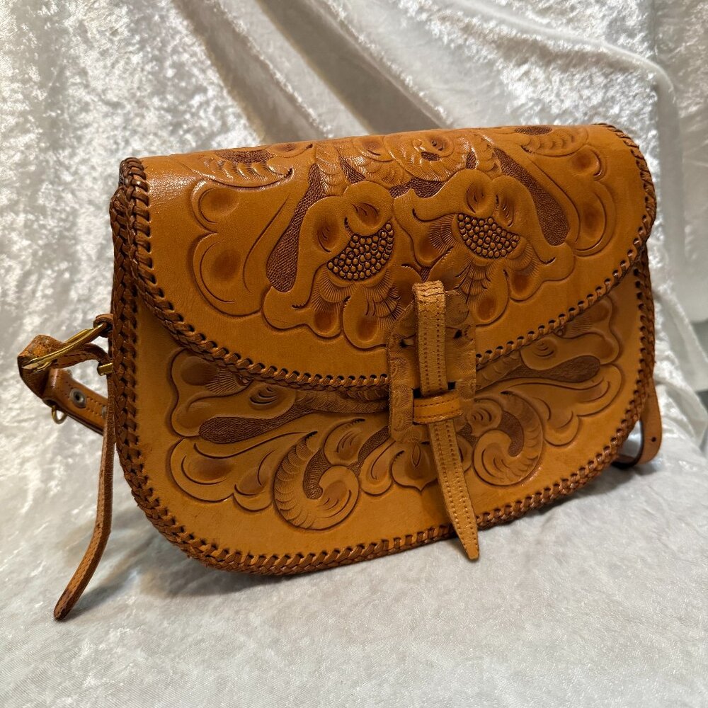 1960s Clifton's Hand Tooled Leather Purse